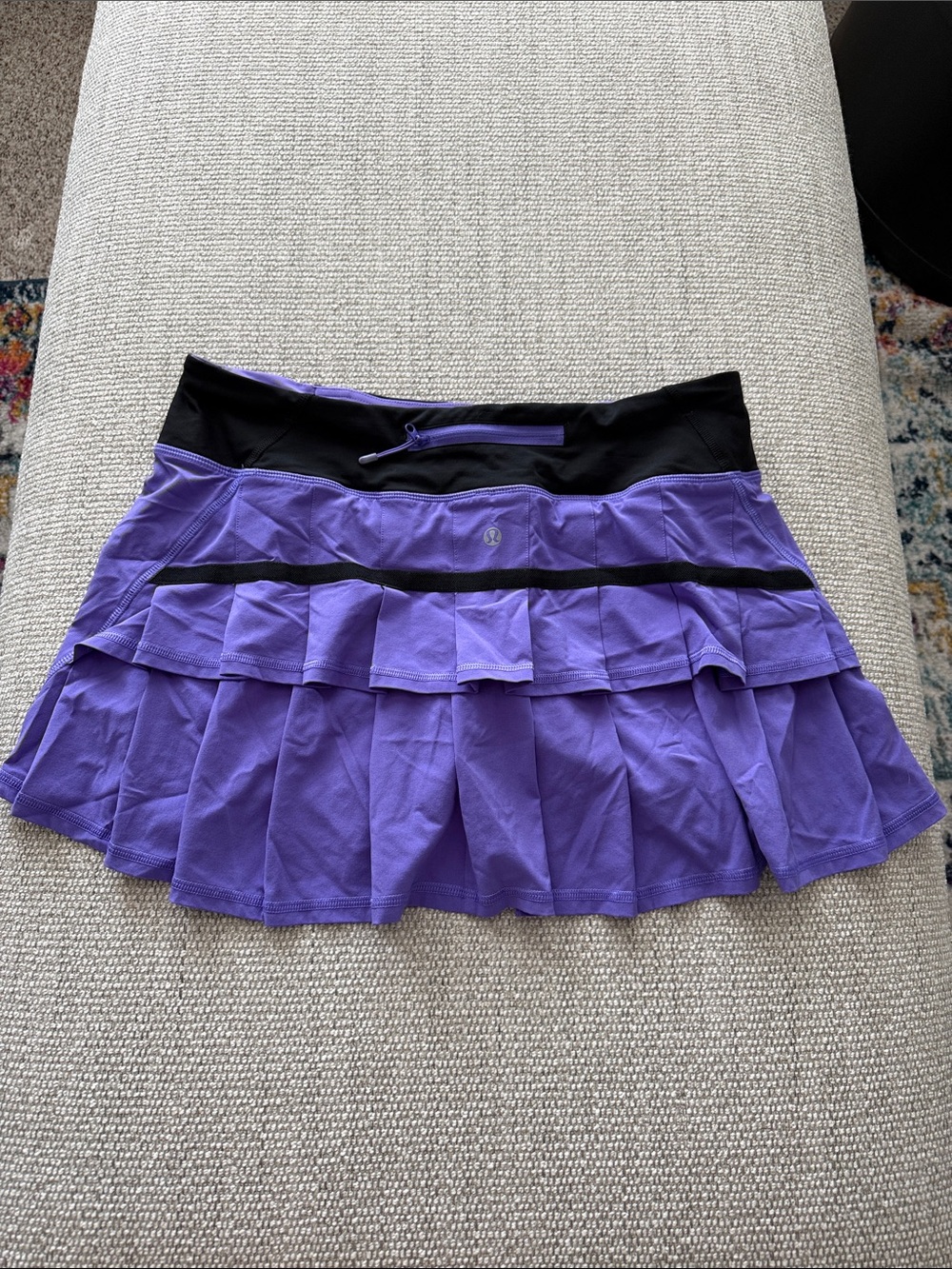 lululemon athletica Purple Tiered Ruffle Skater Skirt with Black Waistband